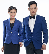 藍(lán)色一?？勰锌盥殬I(yè)工作服定做