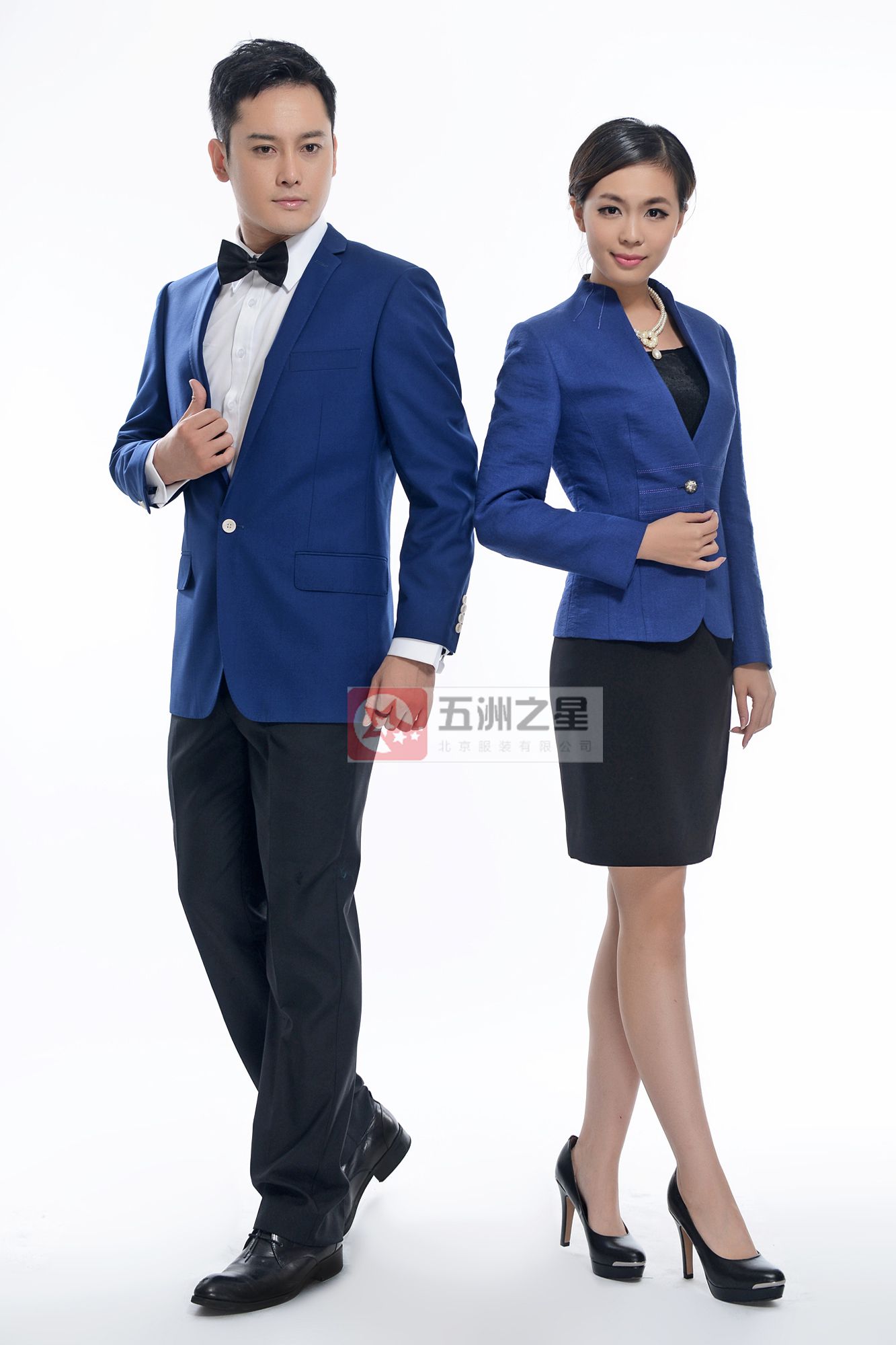 藍(lán)色一?？勐殬I(yè)工作服定做模特圖