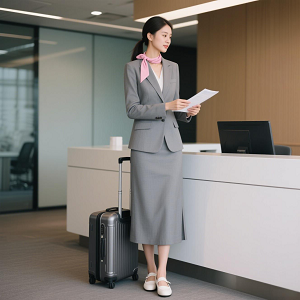 開叉中長裙職業(yè)裝西服套裝定制加領結